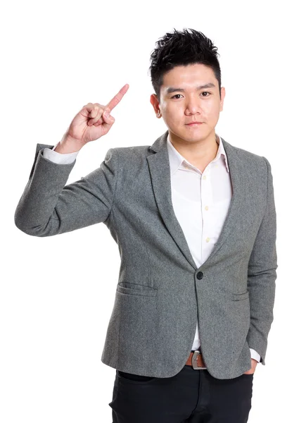 Businessman pointing up with finger — Stock Photo, Image