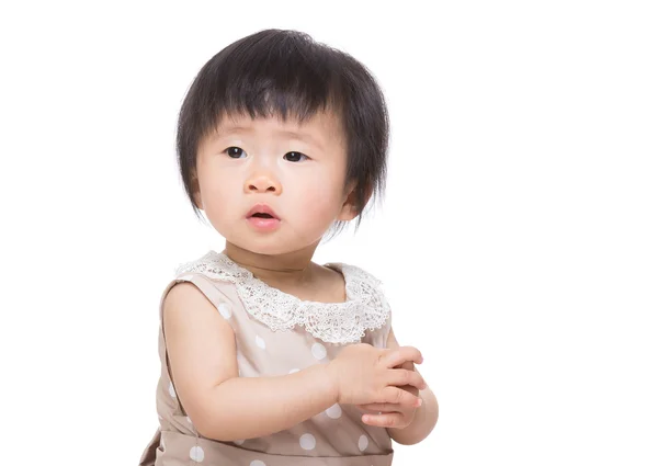 Asia baby girl clapping hand — Stock Photo, Image