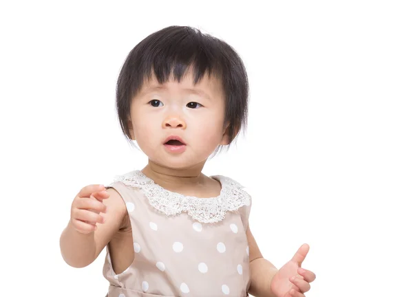 Asia baby girl hand up — Stock Photo, Image