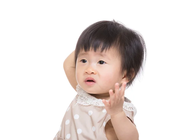 Menina bebê se sentir confuso — Fotografia de Stock