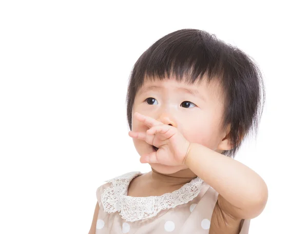 Asiático bebê menina bocejando — Fotografia de Stock