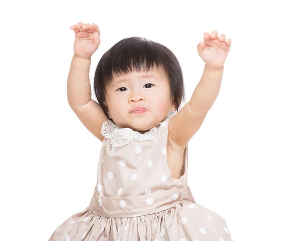 Asiatiska baby flicka höja upp båda hand — Stockfoto