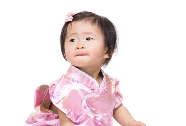 Bébé fille chinoise regardant de l'autre côté — Photo