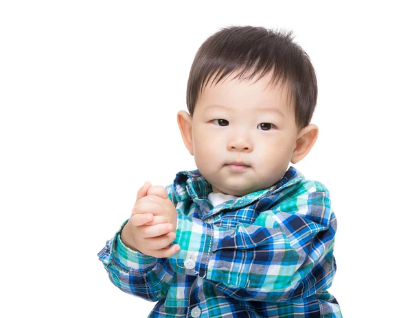 Asia bebé niño aplaudiendo mano — Foto de Stock