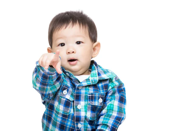 Asiatico bambino ragazzo indicando verso — Foto Stock