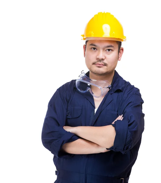 Asiático trabajador de la construcción retrato — Foto de Stock