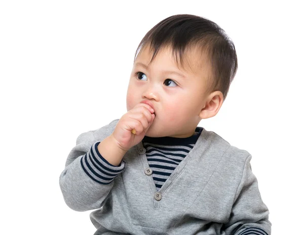 Baby suck his finger — Stock Photo, Image