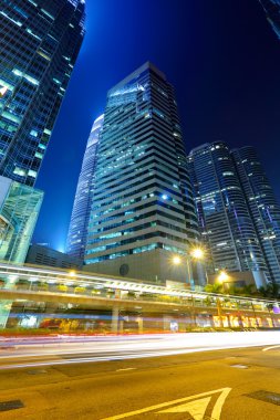 gece ışık trails-hong Kong 