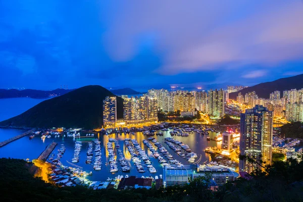 Taifun-Unterschlupf in Hongkong bei Sonnenuntergang — Stockfoto