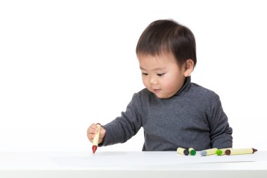 ázsiai baby boy koncentrálni, rajz