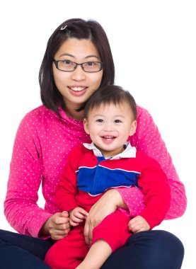 mutlu genç anne ve oğlu