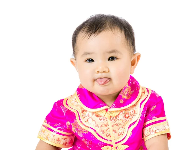 Chinois bébé fille faire drôle visage — Photo