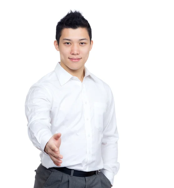 Asia businessman giving hand — Stock Photo, Image