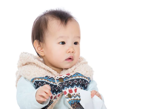 Azië babymeisje op zoek opzij — Stockfoto