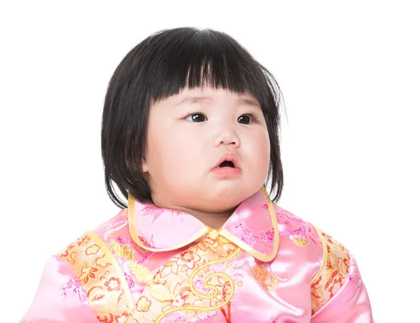 Bebê vestindo terno cheongsam para o Ano Novo Chinês — Fotografia de Stock