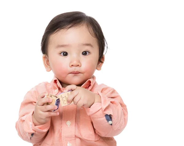 Pequeño niño jugar juguete bloque — Foto de Stock