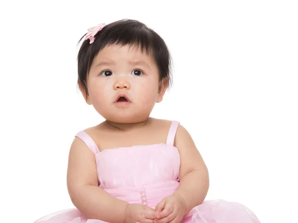 Asia bebé niña con vestido rosa — Foto de Stock