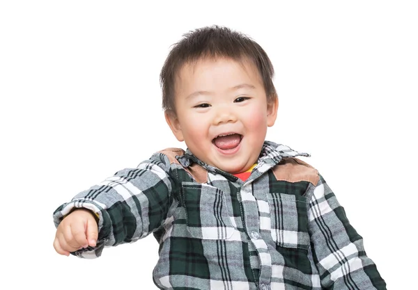 Ásia bebê menino mostrando língua — Fotografia de Stock