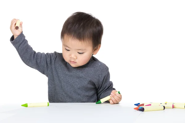 Asia baby boy concentrate on drawing — Stock Photo, Image