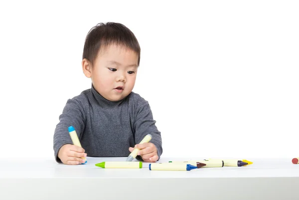 Asia baby boy love drawing — Stock Photo, Image