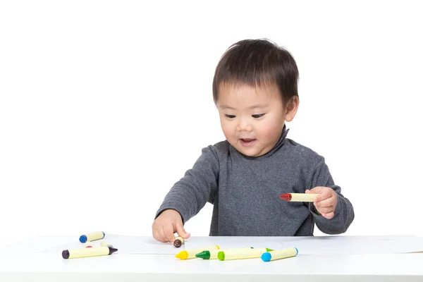 Glücklicher Kleinkind Junge Zeichnung — Stockfoto