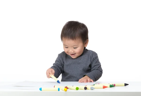 Asian baby boy enjoy drawing — Stock Photo, Image