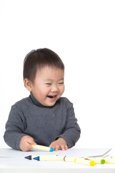 Asian baby boy love drawing — Stock Photo, Image