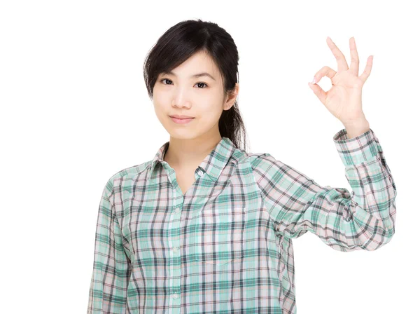 Asia woman with ok hand gesture — Stock Photo, Image