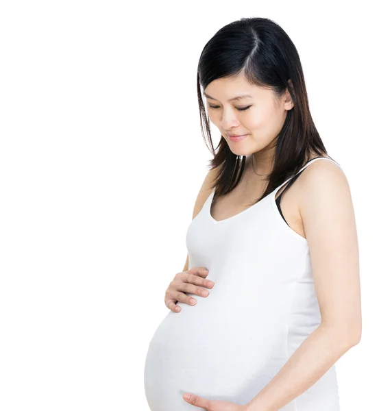 Ασία έγκυος γυναίκα χαμόγελο — Φωτογραφία Αρχείου