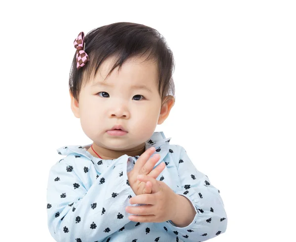 Asia bambino ragazza applaudire mano — Foto Stock