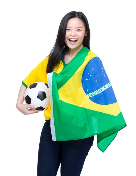 Fãs felizes do futebol feminino — Fotografia de Stock