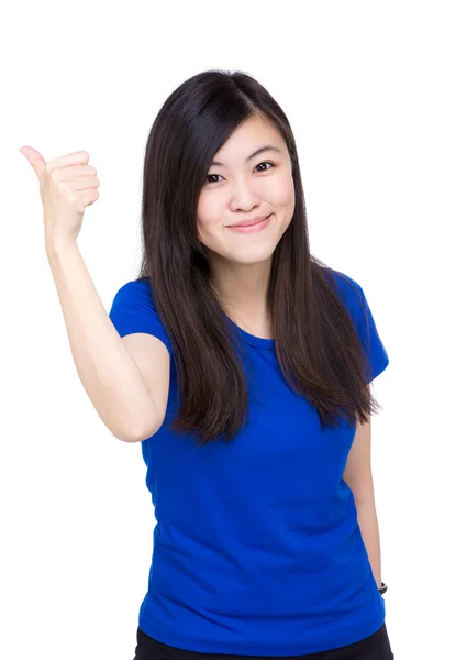 Aziatische vrouw duim omhoog — Stockfoto