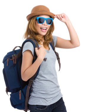 mutlu kadın turist