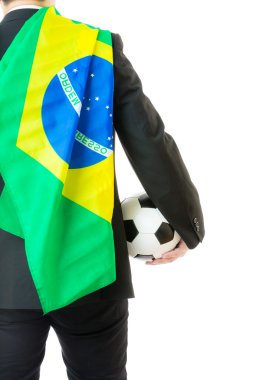 işadamı gol ve Brezilya bayrağı ile dikiz