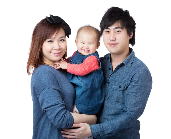 Glückliche Familie auf weißem Hintergrund — Stockfoto