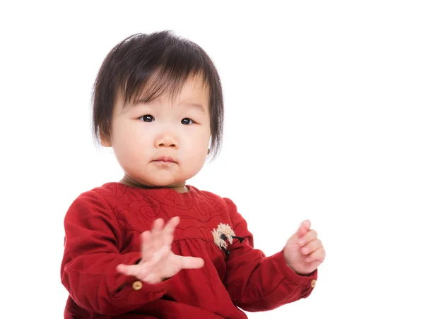 Asia baby girl hand up — Stock Photo, Image