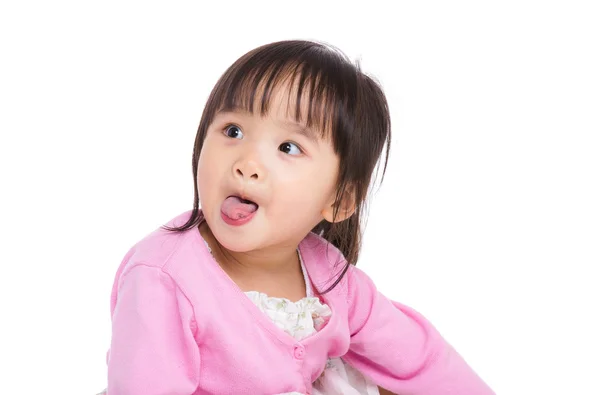 Asiatico bambina leccare attaccare fuori — Foto Stock