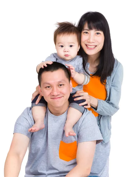 Family with father giving piggyback with baby son — Stock Photo, Image