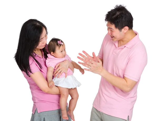 Family portrait, daddy play with daughter — Stock Photo, Image