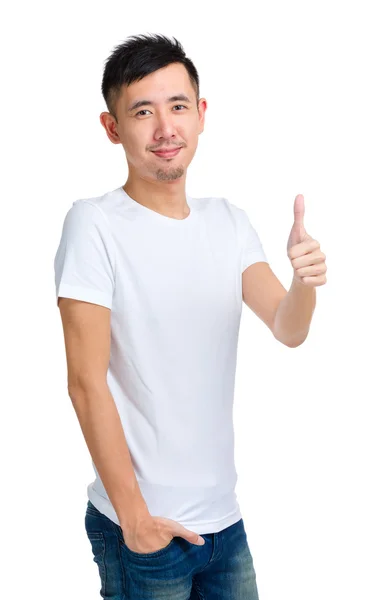 Asiatiska man tummen upp — Stockfoto