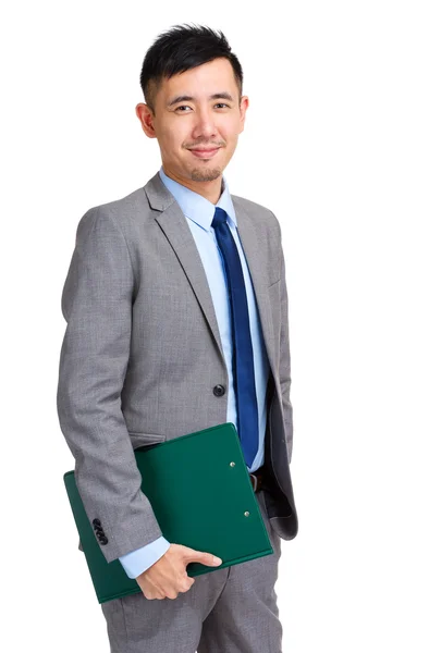 Asian businessman holding clipboard — Stock Photo, Image