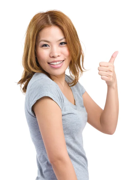 Girl with thumb up gesture — Stock Photo, Image