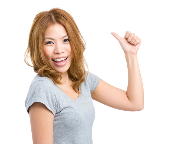 Pretty girl give thumb up — Stock Photo, Image