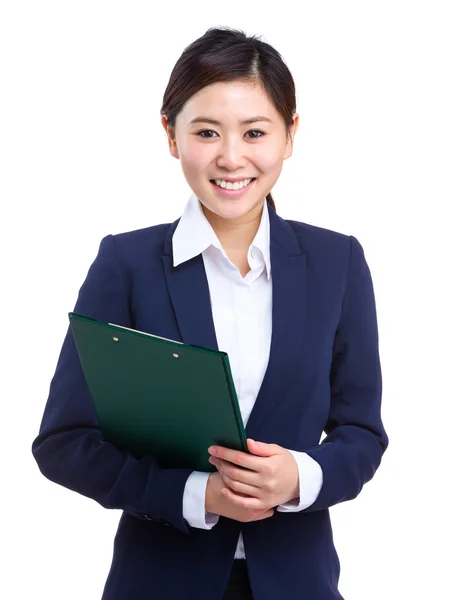 Business woman with clipboard — Stock Photo, Image