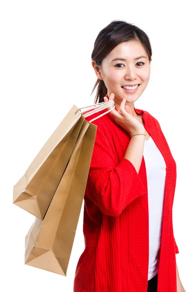 Femme avec sac à provisions — Photo