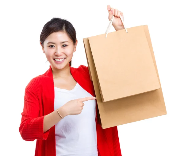 Femme avec sac à provisions — Photo