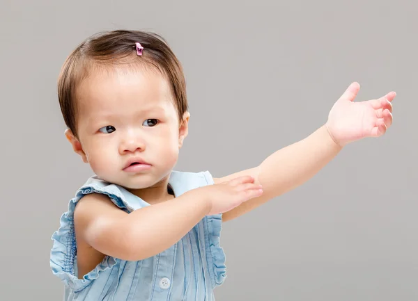 Baby girl with hand up — Stock Photo, Image