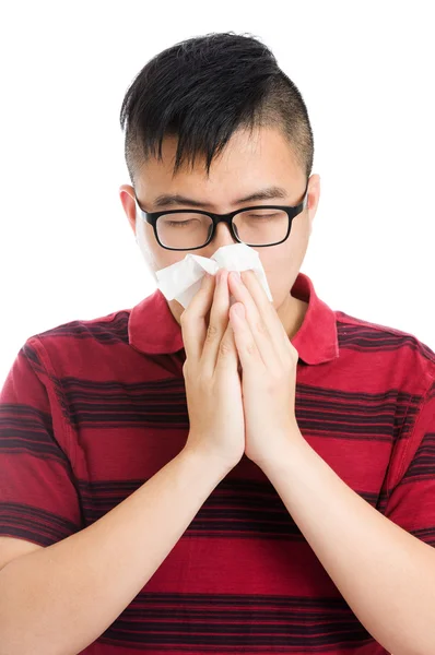 Asia man sneeze — Stock Photo, Image