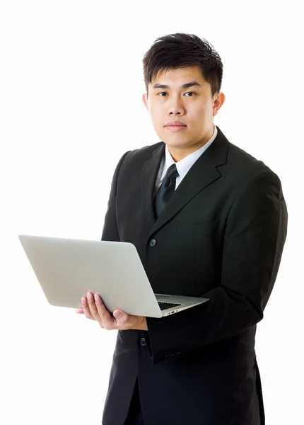 Homem de negócios com laptop — Fotografia de Stock