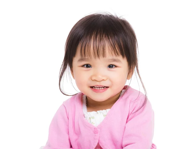 Oost-Aziatische babymeisje op witte achtergrond Stockfoto